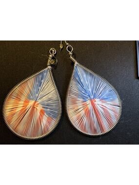 Artizan Made American Flag String Teardrop Earrings